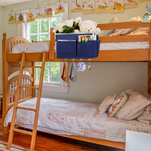 Bedside Storage Organizer 5 Pockets with 4 Hooks Hanging Storage Bag for Head... - Picture 4 of 6