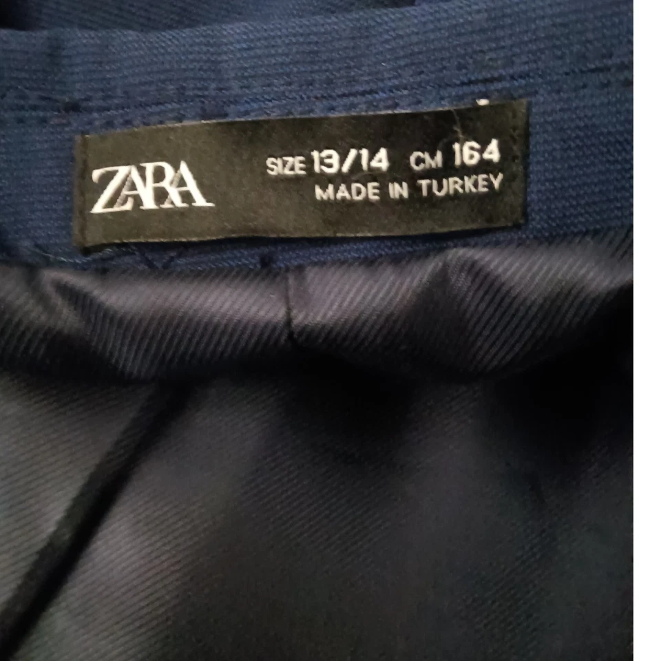 Zara Kids Navy Blue Blazer Jacket Size 13/14 Slim Fit Boy Formal Wear - Image 2 of 4