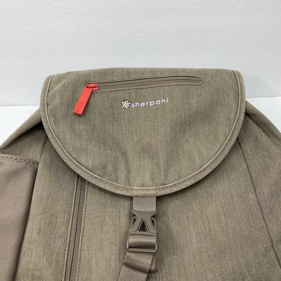 Sherpani Oli Backpack Medium Beige/Olive Drawstring Travel School Laptop Sleeve - Image 3 of 4