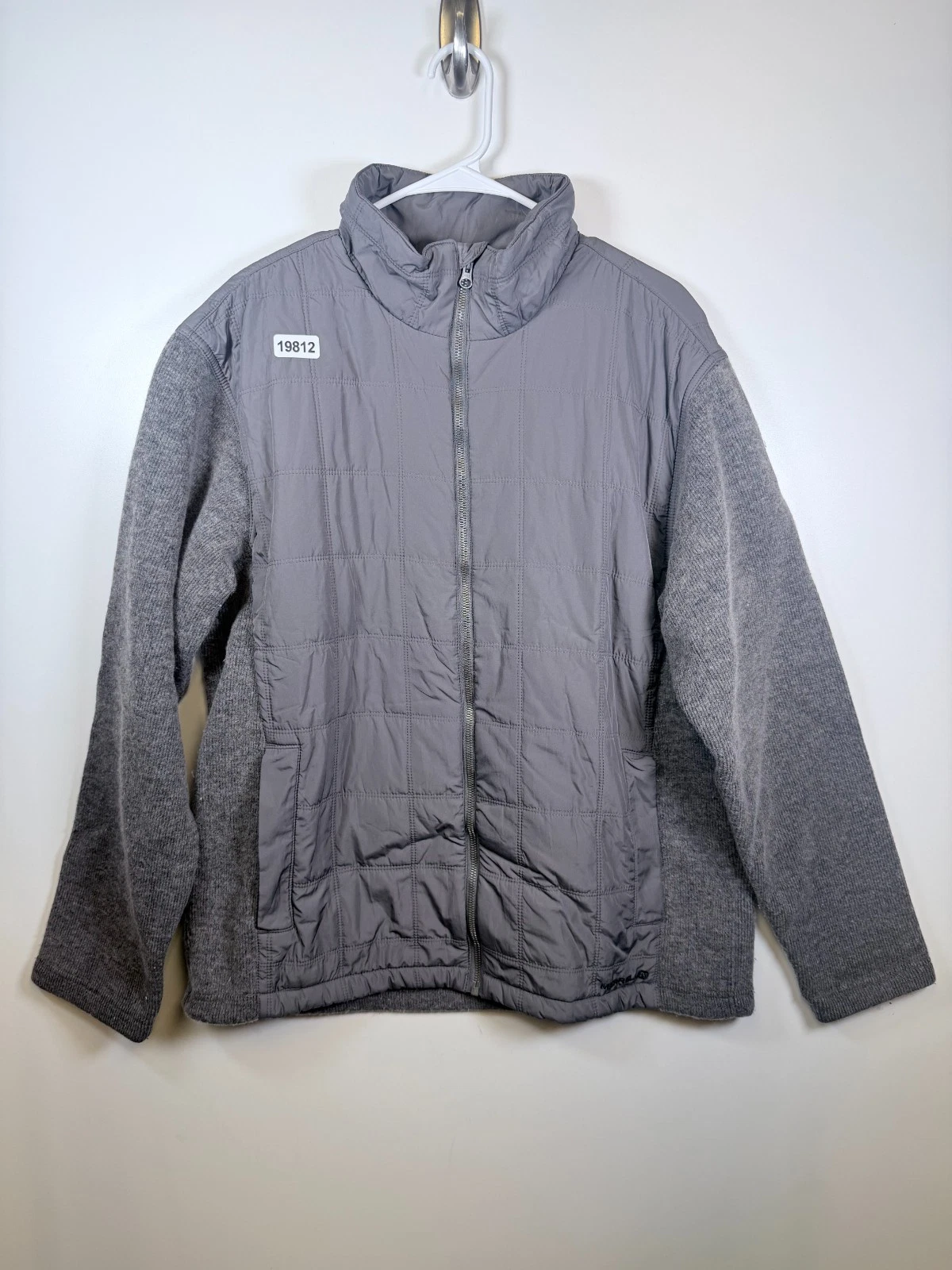 Merrell Unisex Full Zip Fleece Hiking Mockneck Quilted Jacket Gray Size Large