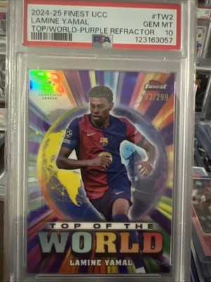 2024-25 Topps Finest UCC - Top of the World Lamine Yamal Purple  Refractor /299