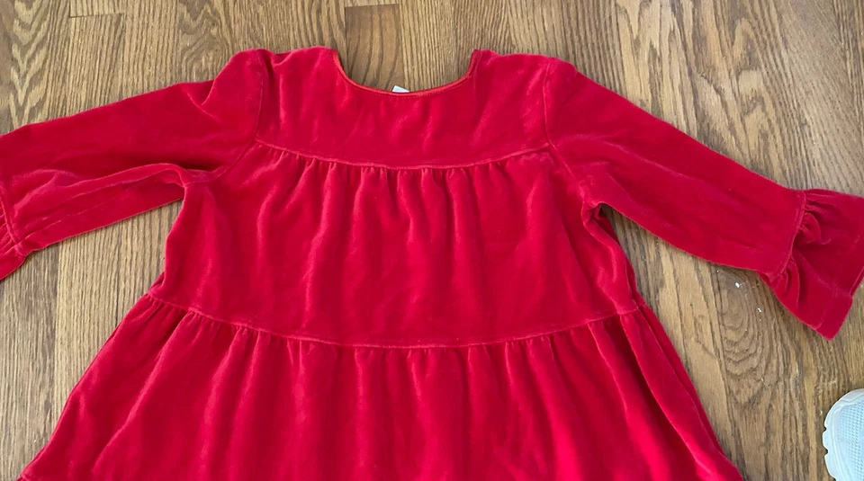 Платье Hanna Andersson Fuchsia Pink Velour Ruffle Love To Twirl 150 для девочек 12 б/у в отличном состоянии! - Изображение 4 из 4