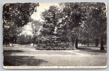 Bloomington Illinois Fountain in Miller Park Postcard IL Posted 1906 Flag Cancel