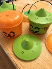 McDonald's 1986 Vintage Halloween Buckets Boo Bucket Set of 3 with Lids 