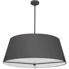 Dainolite Preston 4 Lt 13" Incand Pendant, Black/Black Fabric - PST-324P-MB-BK