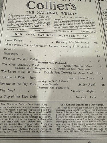 1905 Nov 4 COLLIER'S MAGAZINE - MAXFIELD PARRISH COV - Complete magazine-NF - Picture 2 of 8