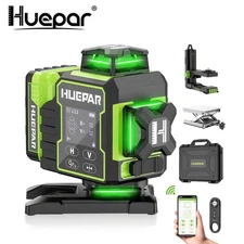 W04CG 4D Laser Level Green 360 Self-Leveling Cross Line with LCD Display outdoor
