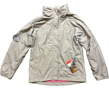 The North Face Girls Hooded Full Zip Rain Jacket XL Gray Pink Nylon