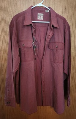 Red Head Button Shirt Mens 2XLT  Sand Cotton Casual Faded Red Long Sleeve NWT