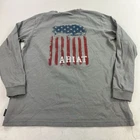 Ariat Mens FR Gray Long Sleeve Shirt Flame Resistant Crew Neck USA Flag Logo