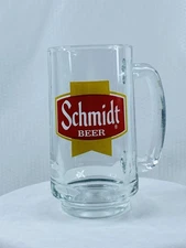 Vintage Schmidt Beer Collector Mug Clear Glass w/Handle 12 oz. 5.5"