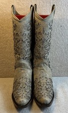 Corral Boots Glitter TooledInlay Snip Toe Cowboy Womens White Size 7.5 M