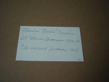 Edwin Eddie Ed Miller signed index card debut 1912 dec 1980 St Louis Browns