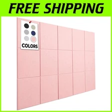 11.8" Square Cork Board Tiles - Easy Install Acoustic Panels in Vibrant Pink