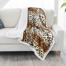 Fleece Sherpa Throw Blanket - Ultra Soft Plush Bed, Sofa or Couch 50" X 60" Tige
