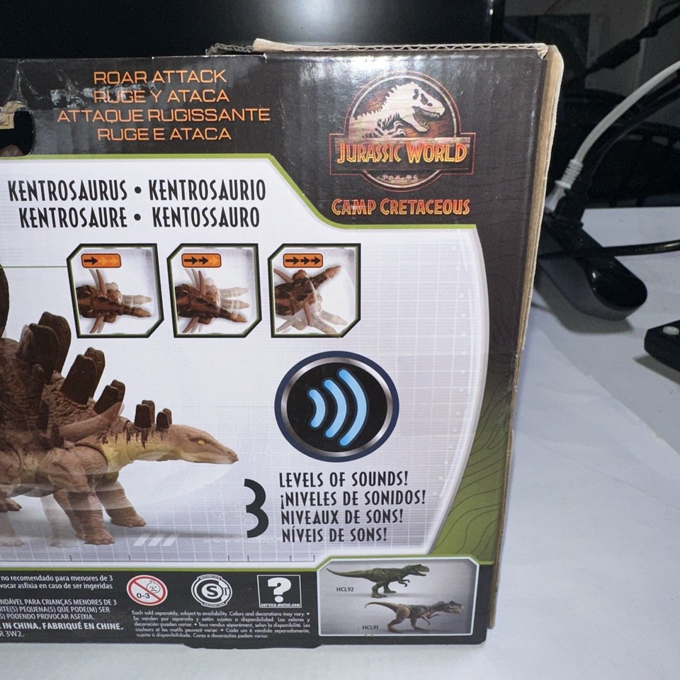 Mattel Jurassic World Camp Cretaceous – Figurine Roar Attack Kentrosaurus, Rugissante, Enfant