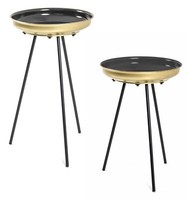 Haku Beistelltisch 2Er-Set Schwarz-Gold Wohnzimmertisch Abstelltisch Couchtisch