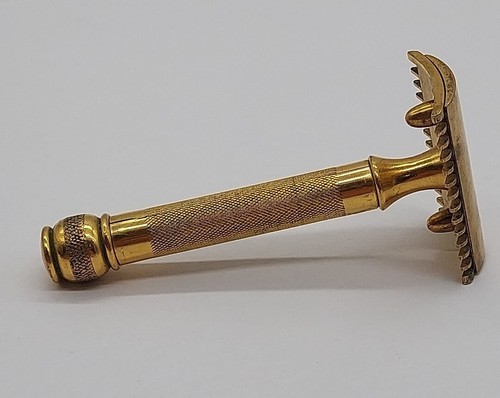 Vintage 1920’s GILLETTE GOLD TONE 3-PIECE OPEN COMB SAFETY RAZOR - Picture 3 of 14