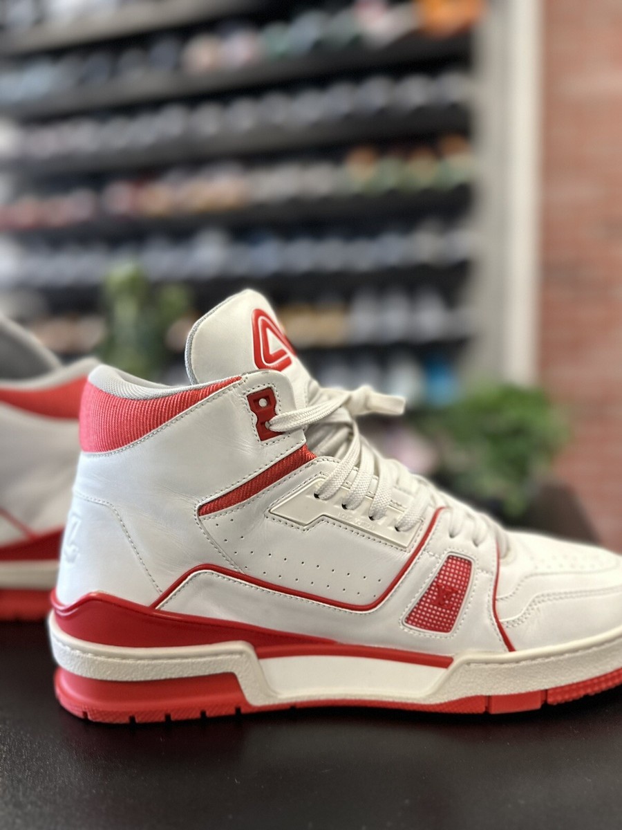 Louis Vuitton Men’s Red High-Top Canvas Sneakers with White Toe Caps Louis Vuitton Men main image 2