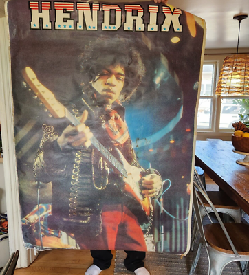 Vintage HUGE Jimi Hendrix Poster Stars Stripes Guitar LARGE