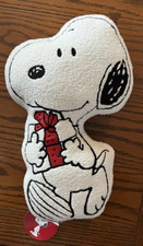 SNOOPY / PEANUTS GANG SHERPA EMBROIDERED CHRISTMAS THROW PILLOW - GIFT PACKAGE