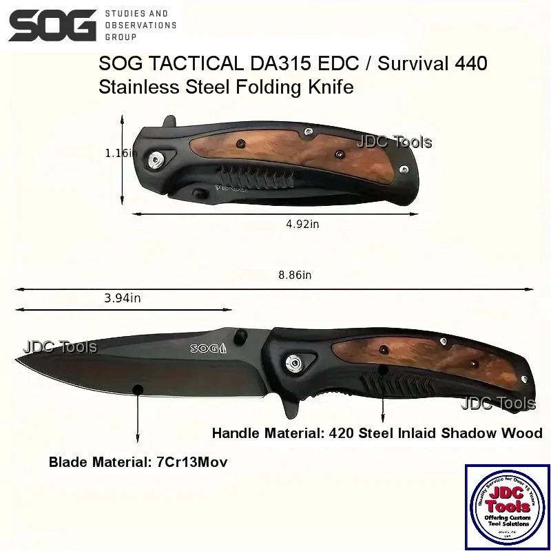 SOG Outdoor Folding Fishing Camping Handy Black Spring Assist Pocket Knife NEW!! - Image 4 of 4