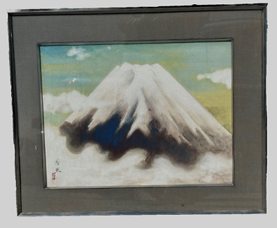 絵画 Mountain Exhibition Fuji Mountain Japan Vintage Landscape Painting Signed 22 X 27 | eBay
