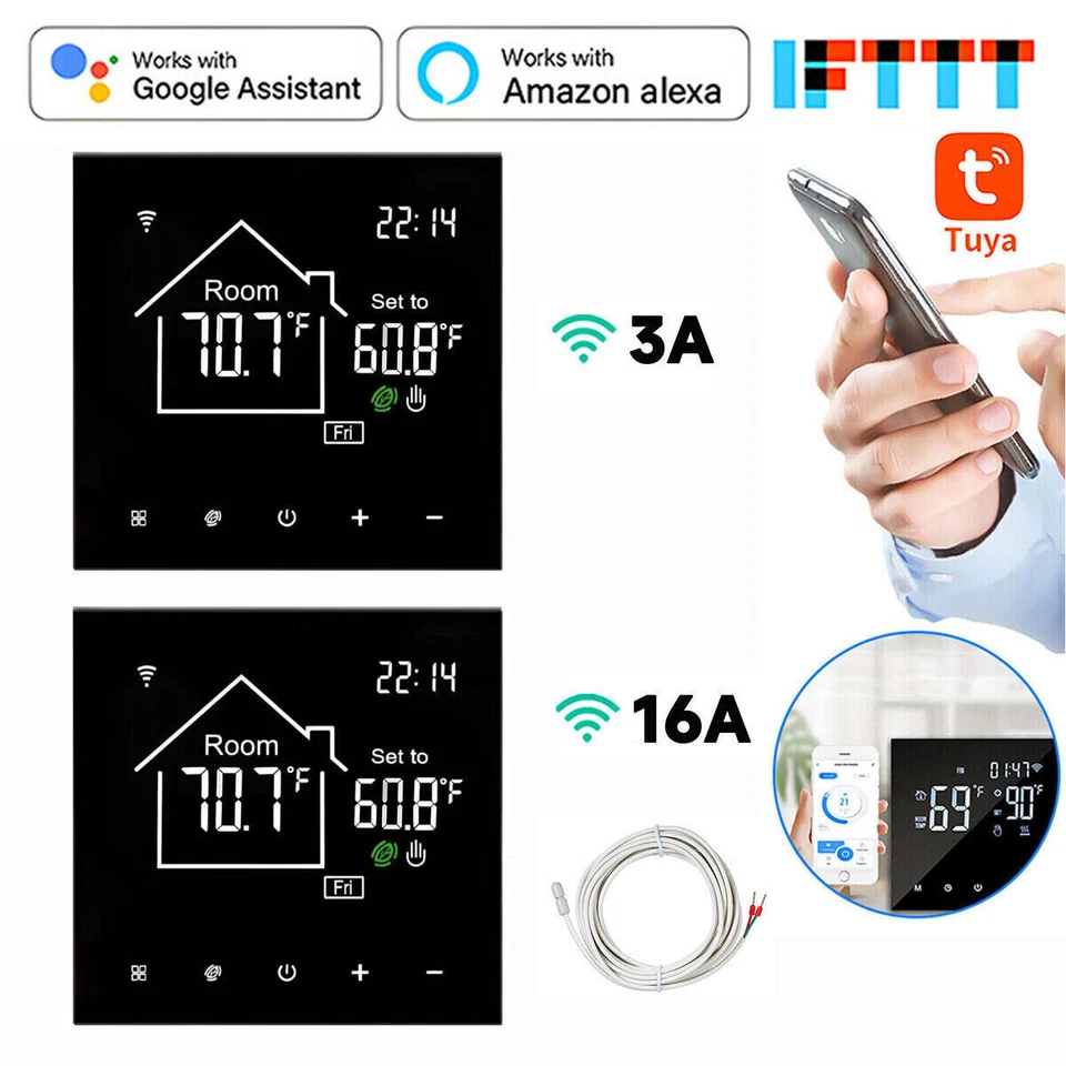 Digital Wifi Fußbodenheizung Raumthermostat Raumtemperaturregler Raumregler Tuya - Bild 2 von 4