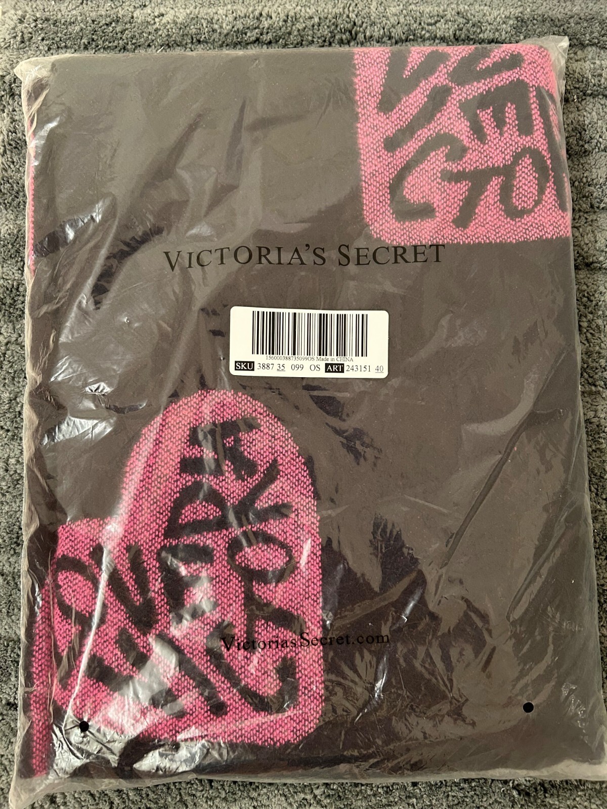 Victoria Secret Blanket 50 x 60 Black with Pink Hearts eBay