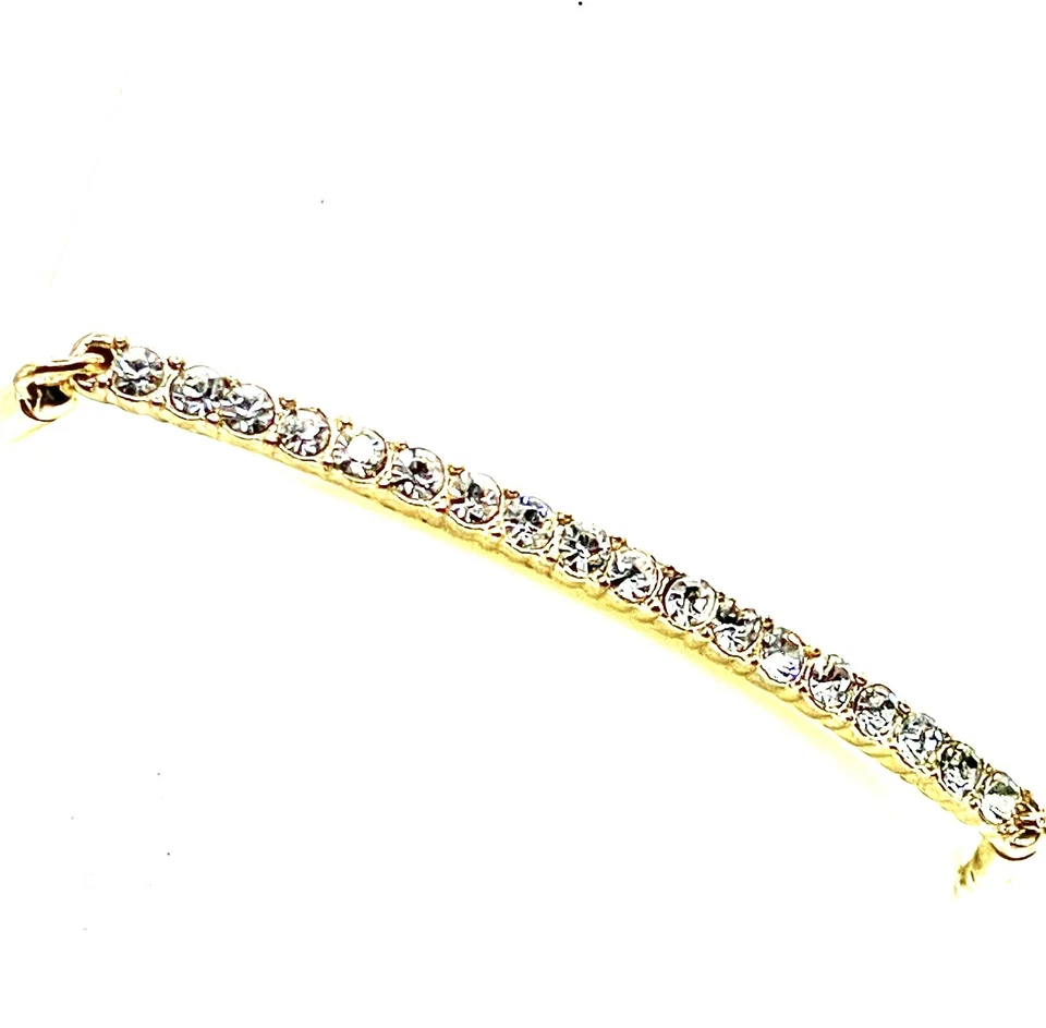 Brazalete Tenis Swarovski Elements Cristal Oro Borla Bolo Deslumbrante Foto 2 de 4