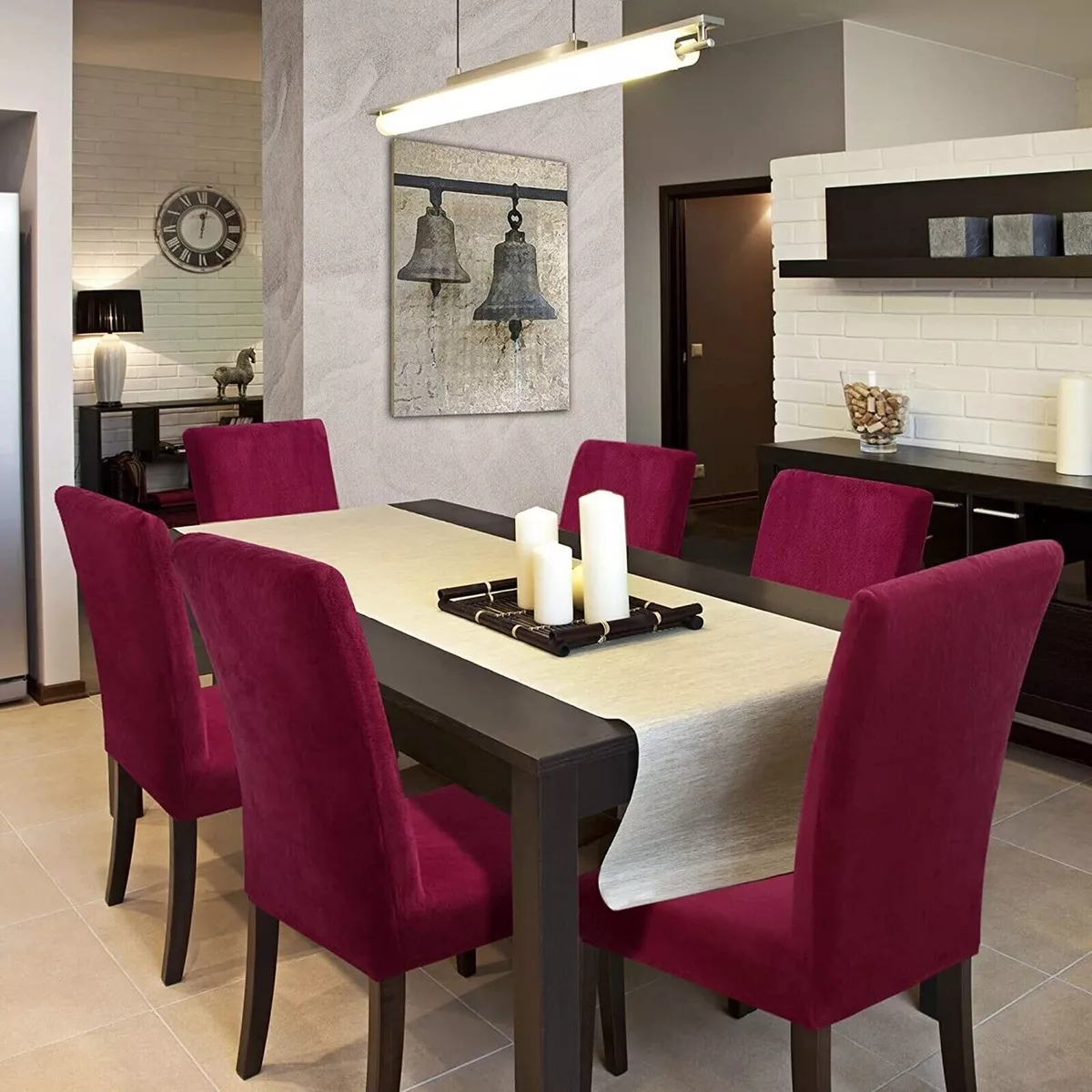 6PCs Dining Chair Seat Covers Home Banquet Removable Stretch