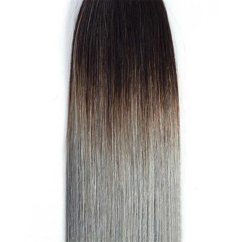 Extensión de cabello humano trenzado a granel 8ABrazilian Straight Ombre Cany sin trama Foto 3 de 4