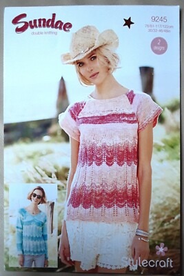 Neu Orig Stylecraft Sundae DK Damen Pullover & Oberteil 30''-48'' Strickmuster 9245