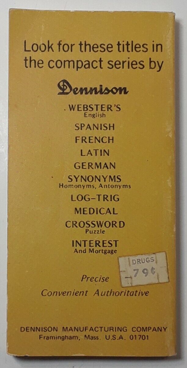 Dennison Synonym Antonym Homonym Dictionary for loose-leaf notebooks 1962