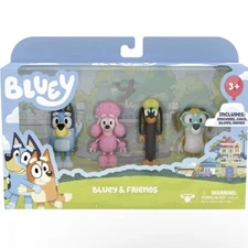 BLUEY & FRIENDS 4 FIGURE PACK w/ SNICKERS COCO BLUEY & HONEY 2.5-3" Poseable