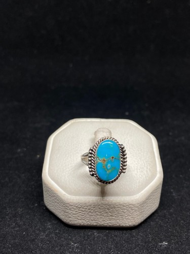 Native American Navajo king man turquoise sterling silver ring size 5.75 - Afbeelding 9 van 10