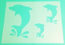 DOLPHIN Stencil Jumping Water Splashes 3 Sizes 8.5" x 11" Plastic Sheet BK12