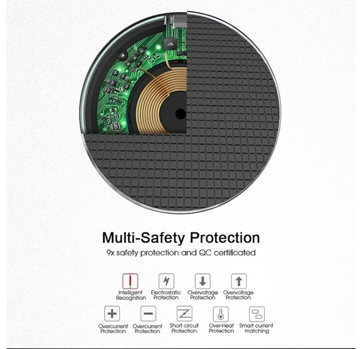 Wireless Charger Qi Slim Charging Pad for iPhone Android 10W Charging Pad 2-Pack - Image 3 of 4