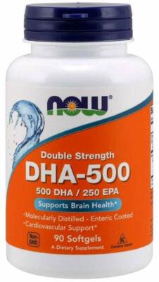 NOW FOODS, DHA-500 250 EPA Doppelte Stärke 90 Weichkapseln Supports Brain Health