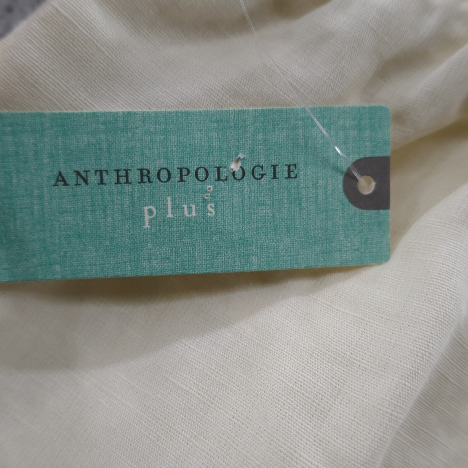 Anthropologie Womens Wide Leg Paper Bag Crop Pants 3X Ivory Linen High