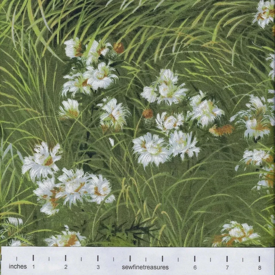 Daisies Meadow Grass Daisy Tiger Group Exclusively Quilters Fabric By FQ 1/4 YD - Image 2 of 4