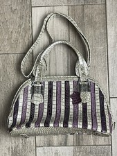 M.C. Marc Chantal Large Shoulder Hand Bag Crossbody Purse Tote White Purple