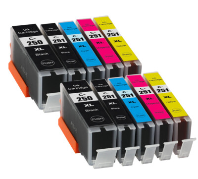 10P Printer Ink Tanks for PGI-250 CLI-251 Canon Pixma MX722 MG6420 MG5420 MG5422