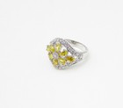 925 Silver  Yellow Topaz & White Cubic Zirconia Floral  Band Ring Sz 7  RG3420 — photo 5