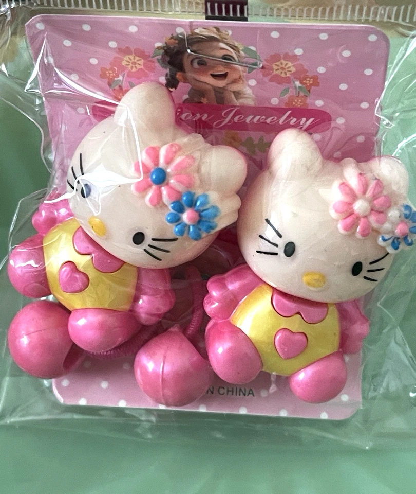 Matching Hello Kitty Hair Ties Fashion Jewelry 2-pk Green 2-pk Pink NEW + SEALED - Image 3 of 3