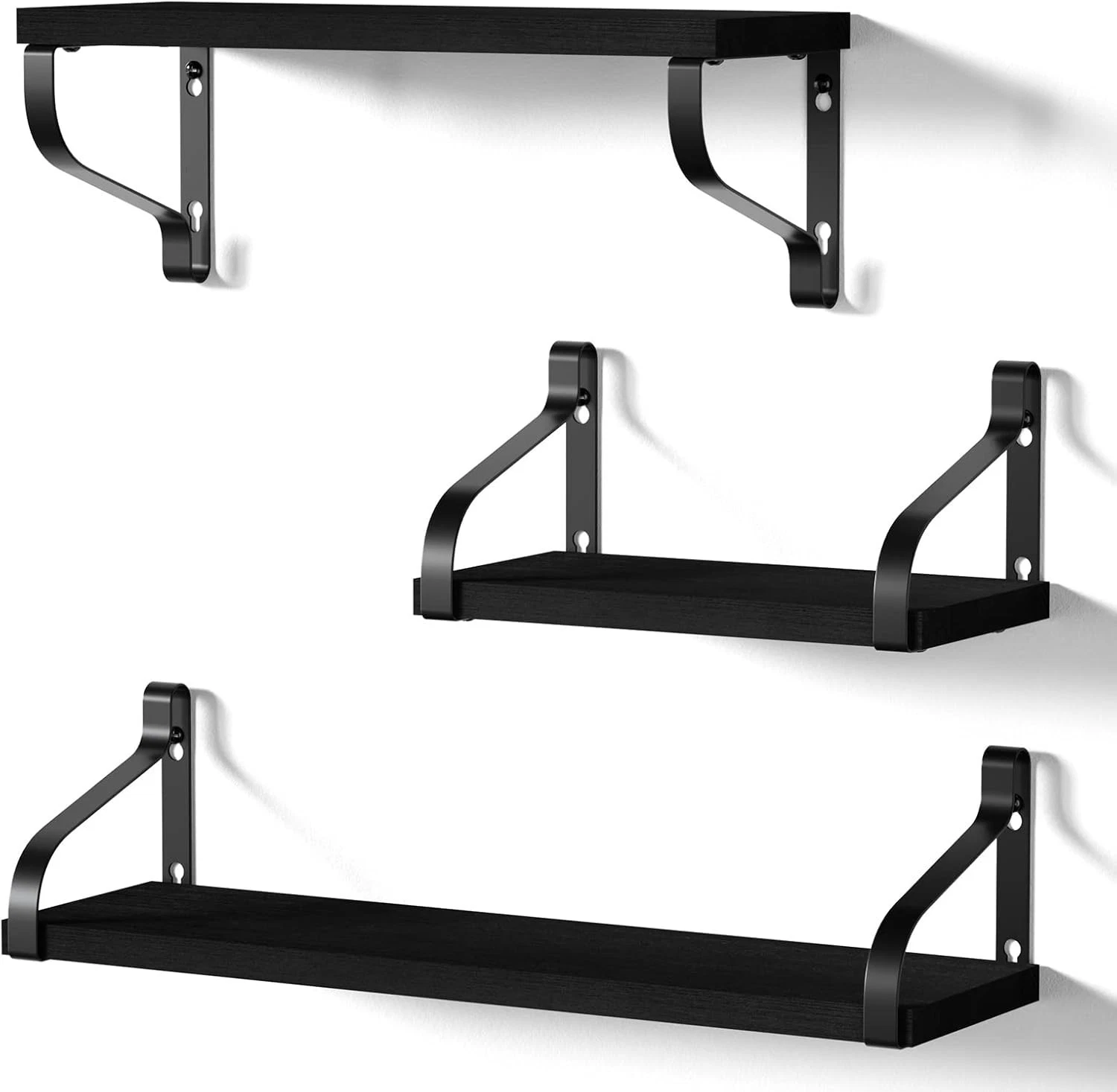 SRIWATANA Floating Shelves Wall Mounted - Rustic Wood Wall Shelves Set of 3