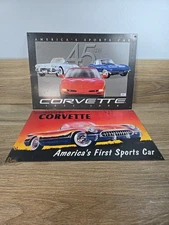 Corvette By Chevrolet -- 2 Tin Metal Signs -- 45th Americas First Sports Car