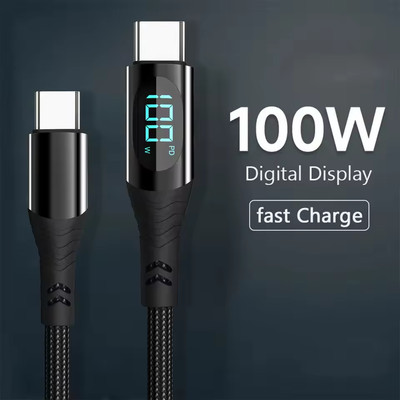 USB-C Typ-C Daten Kabel LED Display Anzeige Ladekabel PD 100W Schnellladekabel