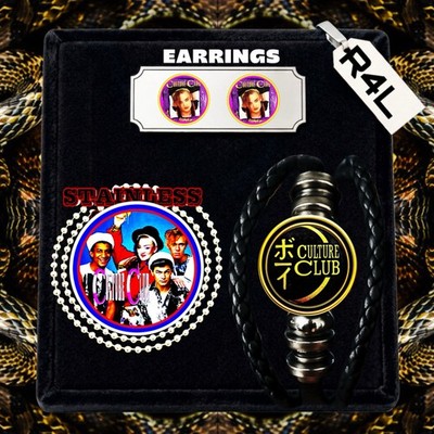 CULTURE CLUB  BOY GEORGE  EARRINGS  PUNK BRACELET NECKLACE    