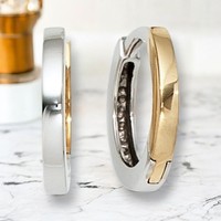 Creolen Rund 333 Gold Gelbgold WeißGold Bicolor Ohrringe Goldcreolen